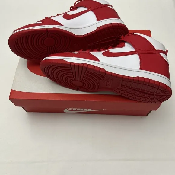 Nike‎ Men's Sz 6.5 Dunk Hi Retro White University Red Casual Sneakers -SKU #2979