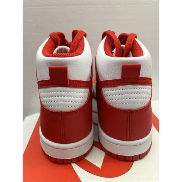 Nike‎ Men's Sz 6.5 Dunk Hi Retro White University Red Casual Sneakers -SKU #2979