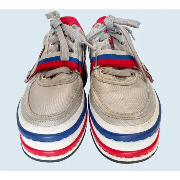 NIKE Vandel 2K Double Stack Platform Red Silver Blue Sneaker Sz 7