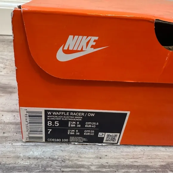 Nike Waffle Racer Off‎ White Men’s 7 CD8180-100 OG Retro Green Lace Sneakers Box