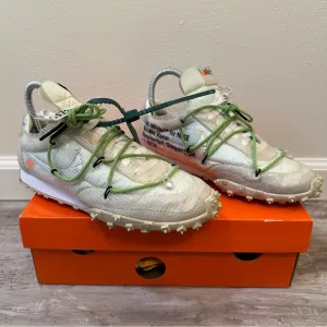Nike Waffle Racer Off‎ White Men’s 7 CD8180-100 OG Retro Green Lace Sneakers Box