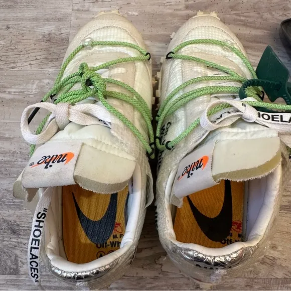 Nike Waffle Racer Off‎ White Men’s 7 CD8180-100 OG Retro Green Lace Sneakers Box