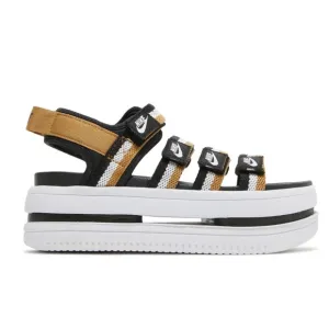 Nike Wmns Icon Classic &quot;Black Metallic Gold&quot;Women's size 9 White Sandals
