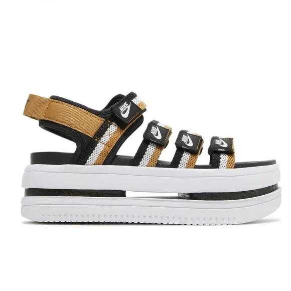 Nike Wmns Icon Classic &quot;Black Metallic Gold&quot;Women's size 9 White Sandals