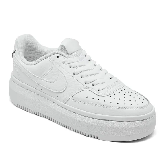 Nike Women's Court Vision Alta Leather Platform Casual Sneakers (6.5; White)