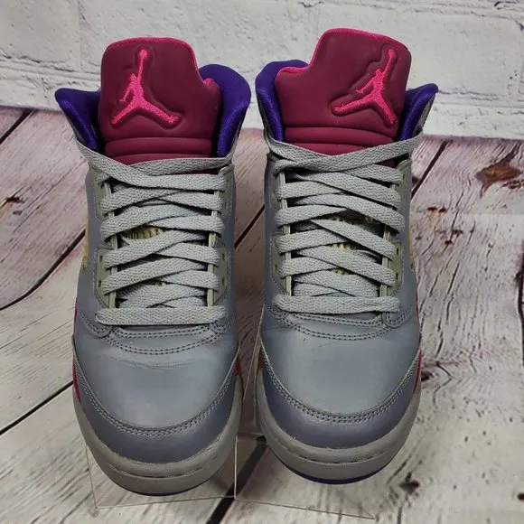 Nike Youth Size 4Y Air Jordan Retro 5 Cement Gray Pink Sneakers Shoes