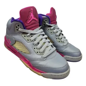 Nike Youth Size 4Y Air Jordan Retro 5 Cement Gray Pink Sneakers Shoes