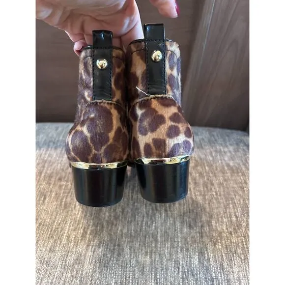 NINE WEST Leopard Ankle Boots Pointed Toe Slip-on Booties Size 6.5 💸BOGO⭐