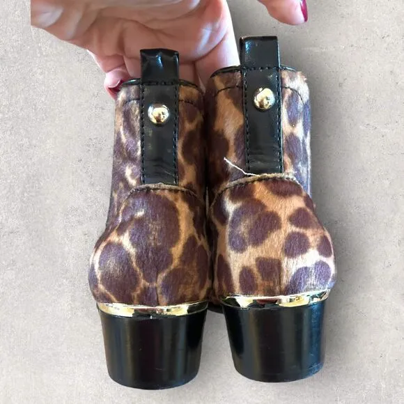 NINE WEST Leopard Ankle Boots Pointed Toe Slip-on Booties Size 6.5 💸BOGO⭐