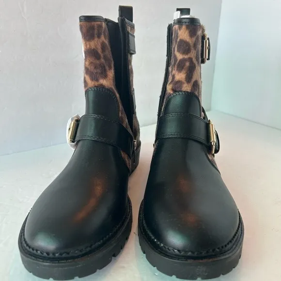 Nine West NWT “Arriablack” Leopard And Black Boots