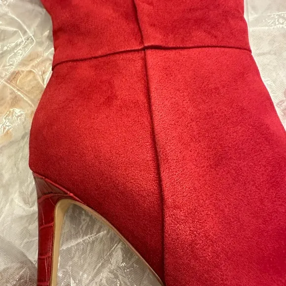 Nine West Red pointed toe stiletto high heel boots
