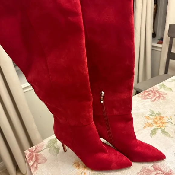 Nine West Red pointed toe stiletto high heel boots