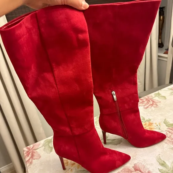 Nine West Red pointed toe stiletto high heel boots