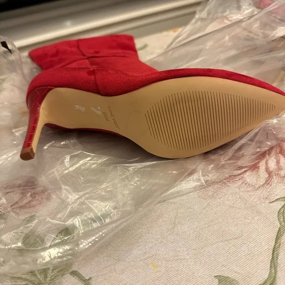 Nine West Red pointed toe stiletto high heel boots