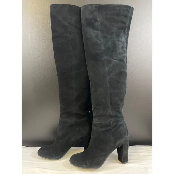 Nine West Snowfall Womens Black Leather Over The Knee Boots Size 9M SKU 6522