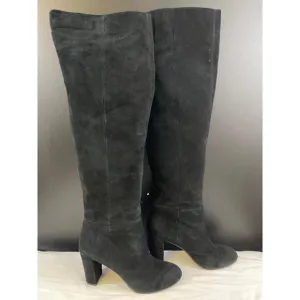 Nine West Snowfall Womens Black Leather Over The Knee Boots Size 9M SKU 6522