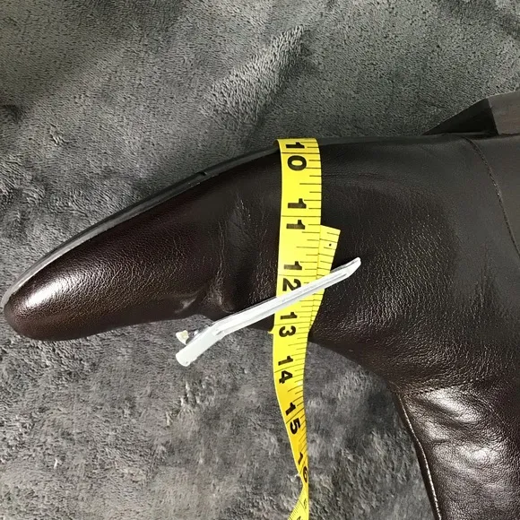 Nine West Women's Brown Slip On Leather Upper Knee High Riding Boots Size 12M