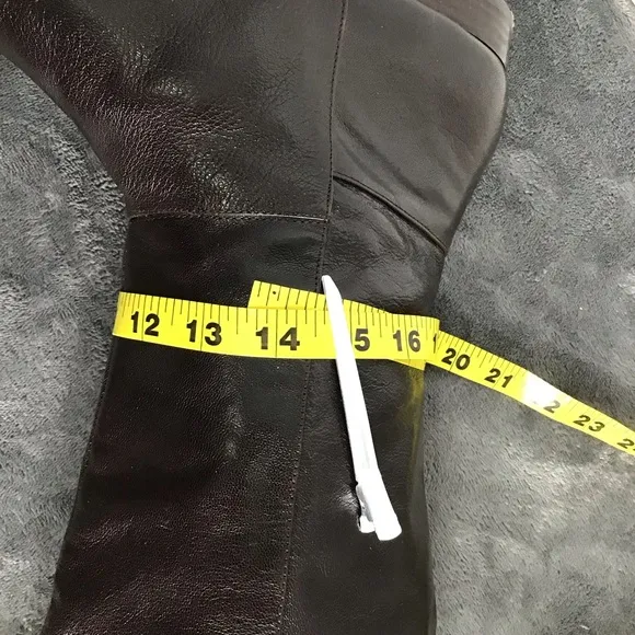 Nine West Women's Brown Slip On Leather Upper Knee High Riding Boots Size 12M