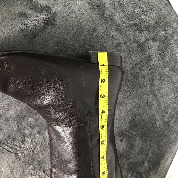 Nine West Women's Brown Slip On Leather Upper Knee High Riding Boots Size 12M