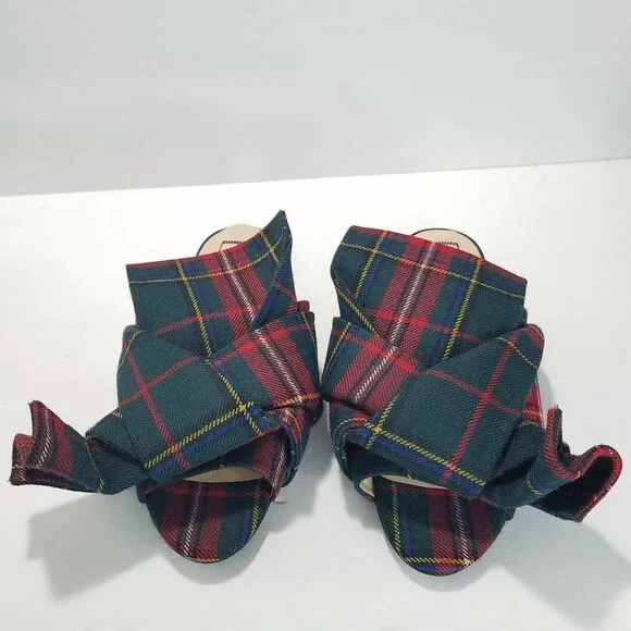 NO. 21 Womens Stewart Royal Tartan Plaid Wool Flat Mule Sandals Size 37 6.5