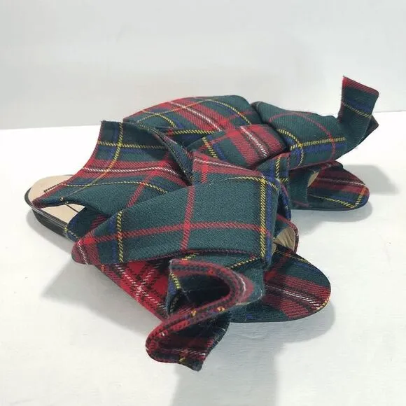 NO. 21 Womens Stewart Royal Tartan Plaid Wool Flat Mule Sandals Size 37 6.5