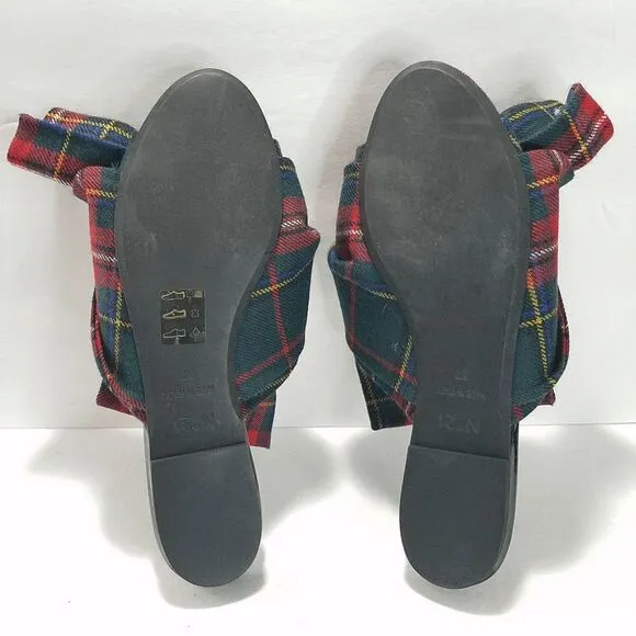 NO. 21 Womens Stewart Royal Tartan Plaid Wool Flat Mule Sandals Size 37 6.5