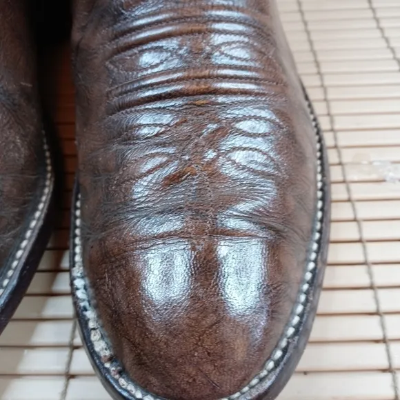 Nocona Cowboy Western Boots Dark Coffee Brown Skin