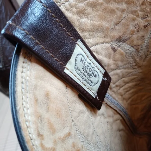 Nocona Cowboy Western Boots Dark Coffee Brown Skin