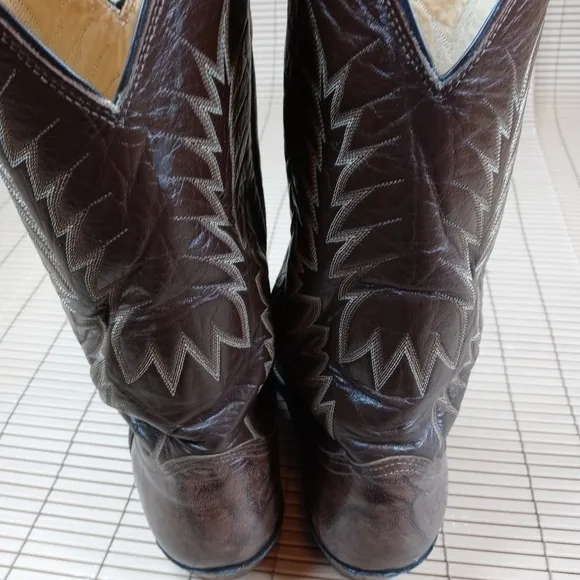 Nocona Cowboy Western Boots Dark Coffee Brown Skin