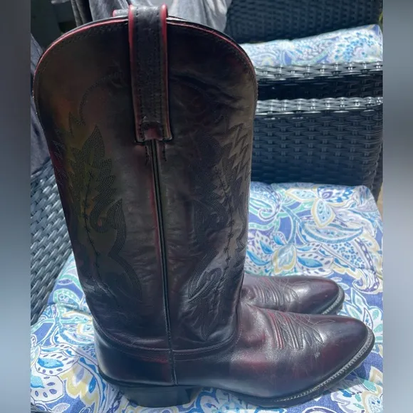 Nocona Men's Brown Burgundy Leather Cowboy Western Boots Size 10 Country
