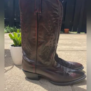 Nocona Men's Brown Burgundy Leather Cowboy Western Boots Size 10 Country