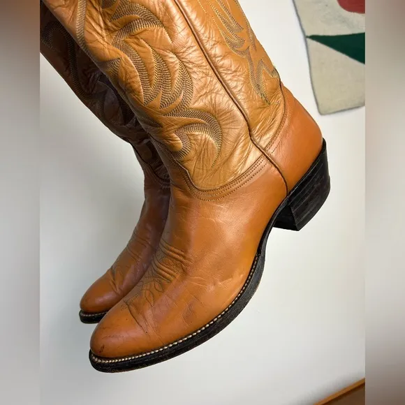 NOCONA VTG Western 7388 Men Leather Cowboy Boots Size 10.5D Honey Brown Rodeo