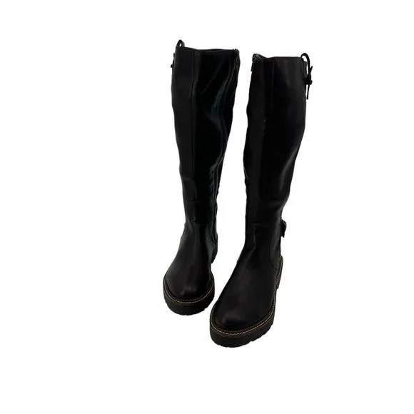 NORDSTROM RACK Mara Round-Toe Lug-Sole Brown Leather Riding Boot Size 8M NWOT