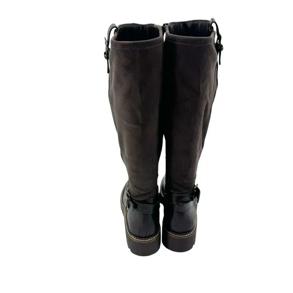 NORDSTROM RACK Mara Round-Toe Lug-Sole Brown Leather Riding Boot Size 8M NWOT