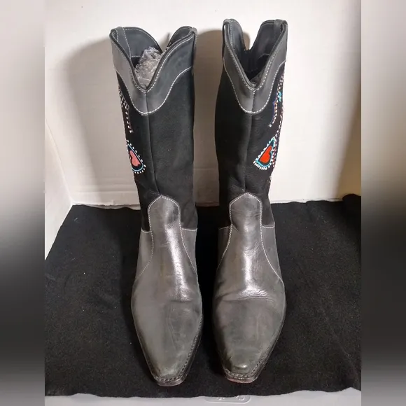 Novo Labella Brazilian Cowboy boots Leather Suede Hand Painted Designer