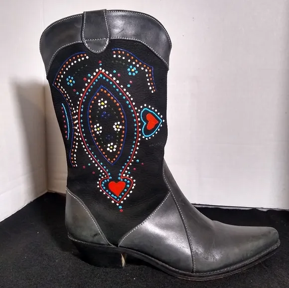 Novo Labella Brazilian Cowboy boots Leather Suede Hand Painted Designer