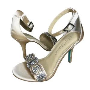 NWB Blue By Betsey Johnson Embellished Champagne High Heel Sandals Size 7W