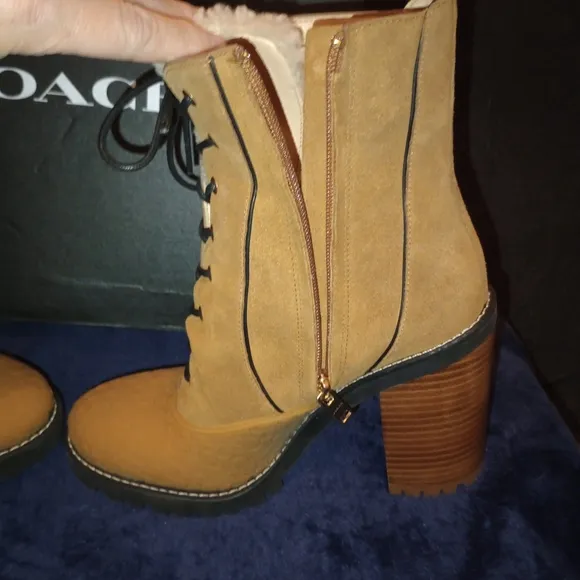 NWB Coach Haven Suede Boots Raw Umber Size 8.5B