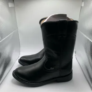 NWB Justin Men's Basics Roper Western Boots size 7.5 D black leather cowboy 3655