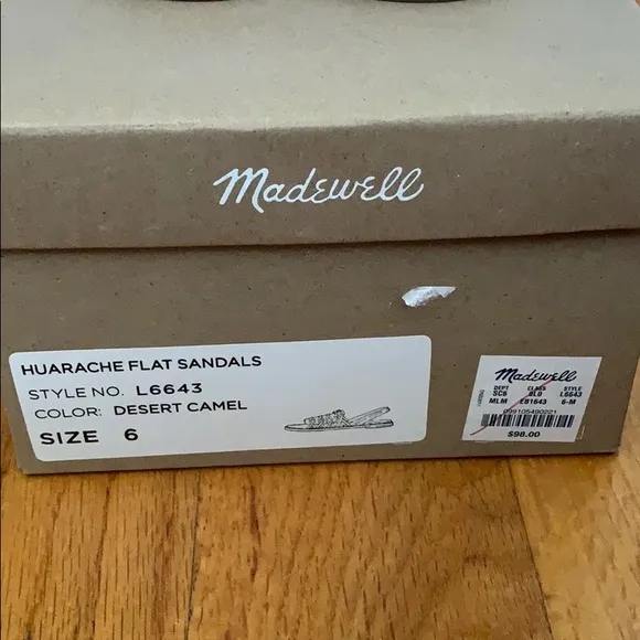 NWB Madewell huarache flat sandals leather sz 6