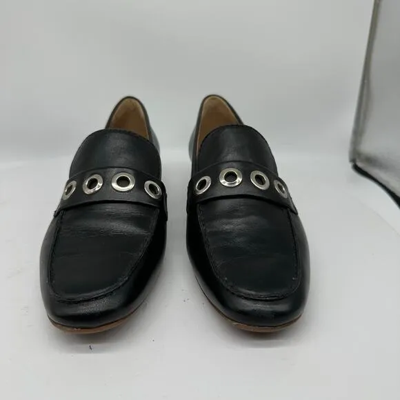 NWOB Bernardo Black Eyelet Leather Slip On Casual Loafers Womens Size 6.5