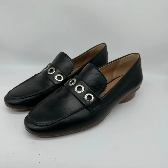 NWOB Bernardo Black Eyelet Leather Slip On Casual Loafers Womens Size 6.5