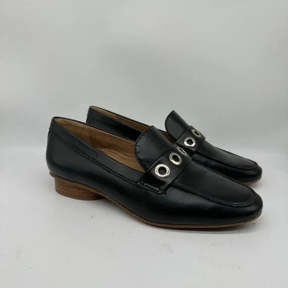 NWOB Bernardo Black Eyelet Leather Slip On Casual Loafers Womens Size 6.5