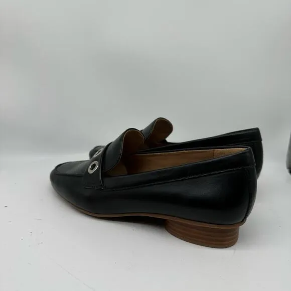 NWOB Bernardo Black Eyelet Leather Slip On Casual Loafers Womens Size 6.5