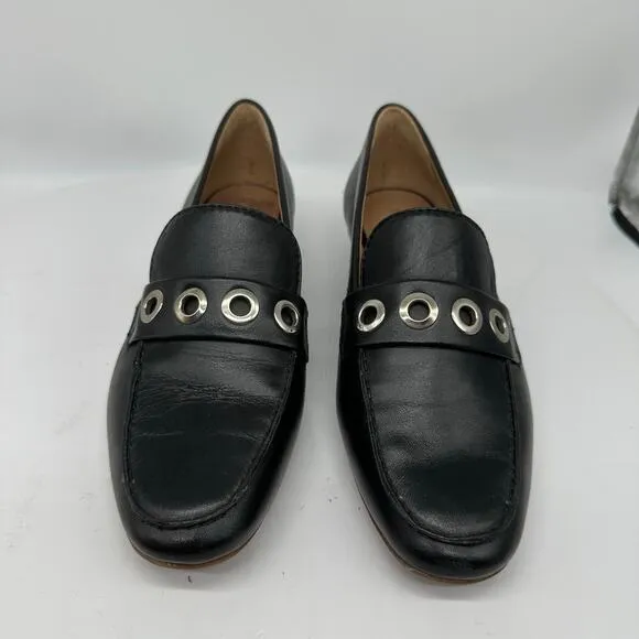 NWOB Bernardo Black Eyelet Leather Slip On Casual Loafers Womens Size 6.5