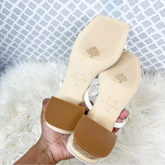 NWOB Marc Fisher LTD. Brent White Strappy Square Toe High Heel Sandals