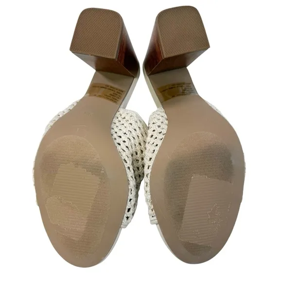 NWOB Steve Madden Cataleya Woven Net Wooden Block Heel Slide Sandals Size 9M