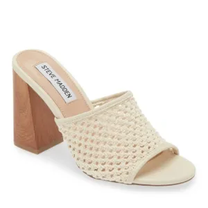 NWOB Steve Madden Cataleya Woven Net Wooden Block Heel Slide Sandals Size 9M
