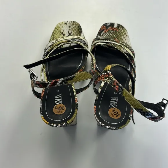 NWOB Zara Reptile/Snake Platform Heels Sandals Size 10.5 US 41 Europe