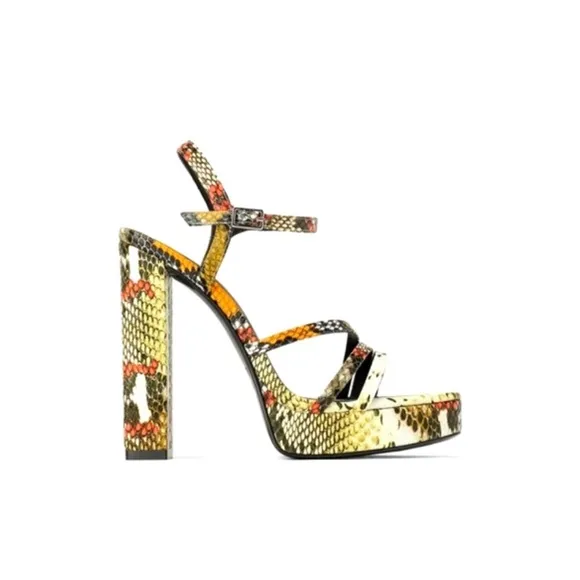 NWOB Zara Reptile/Snake Platform Heels Sandals Size 10.5 US 41 Europe
